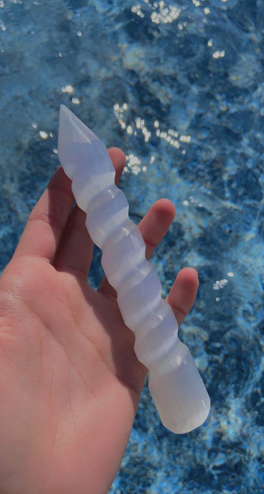 Selenite Spiral Wand