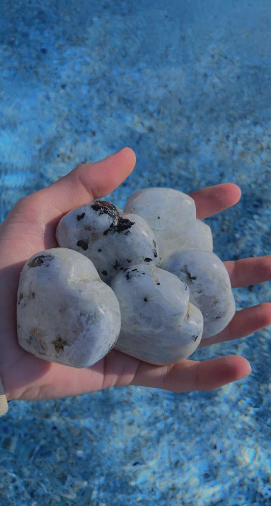 Rainbow Moonstone Hearts