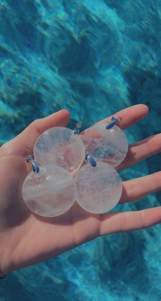 Clear Quartz Circle Pendants