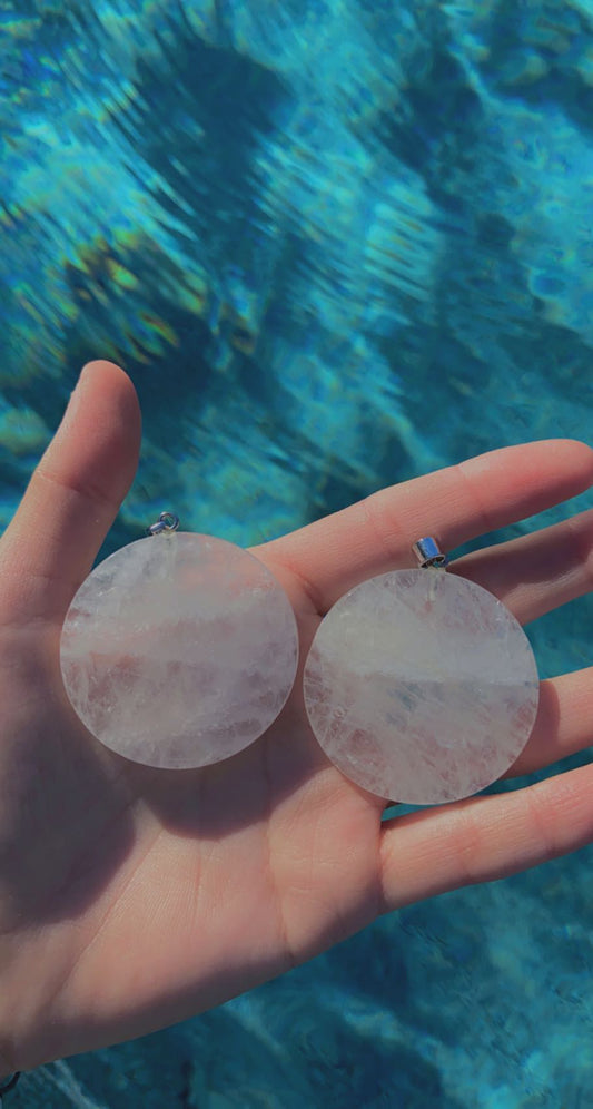 Clear Quartz Round Facetted Pendent