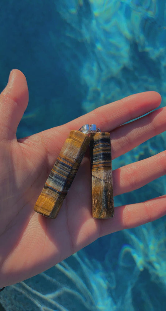 Tigers eye Facetted Cylinder Pendent