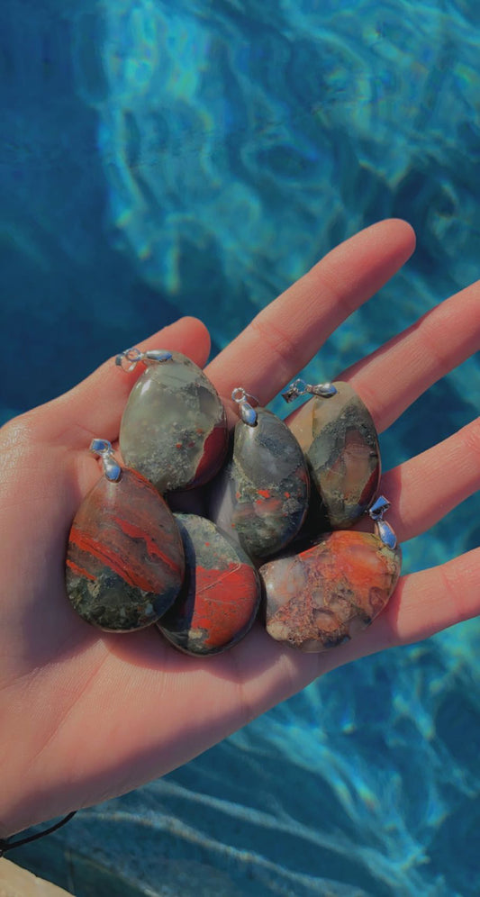 African Bloodstone Teardrop Pendent