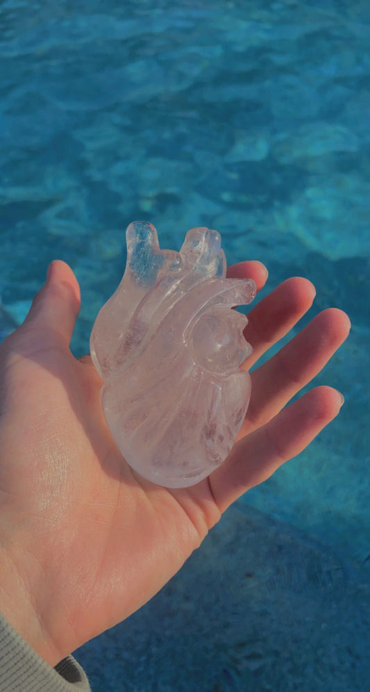 Clear Quartz Anatomical Heart