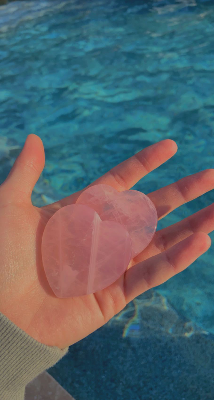 Flat Rose Quartz Hearts