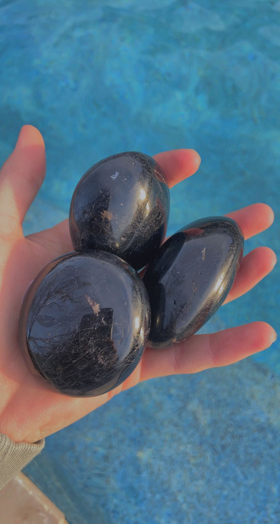 Black Tourmaline Palm Stones