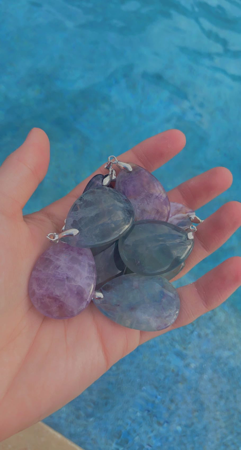 Fluorite Teardrop Pendants