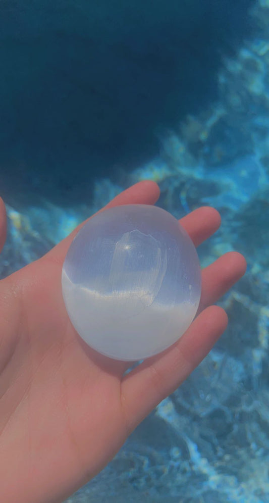 Large Selenite Palm Stone