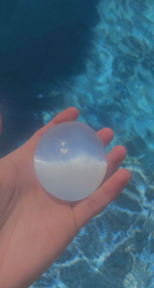 Large Selenite Palm Stone