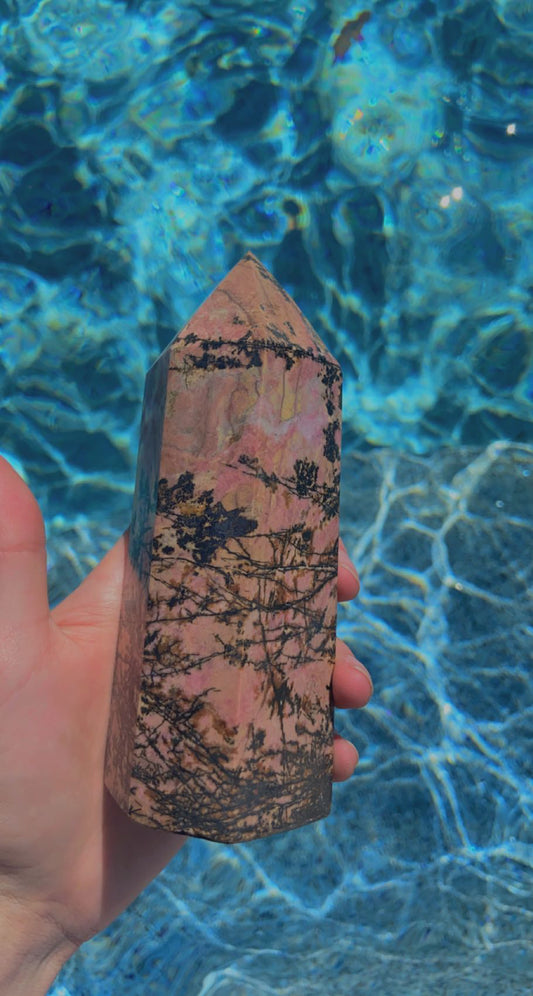 Large Rhodonite tower