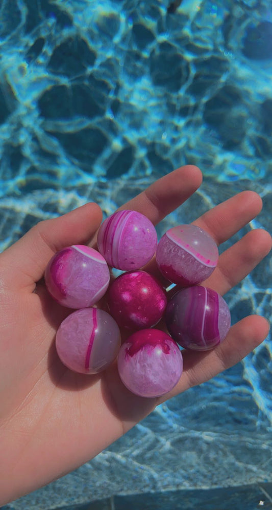 Pink Dyed Agate Mini Spheres