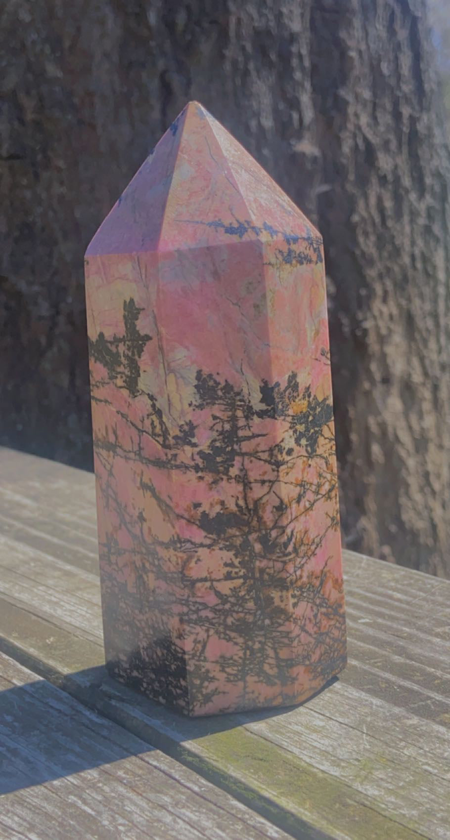 Large Rhodonite tower