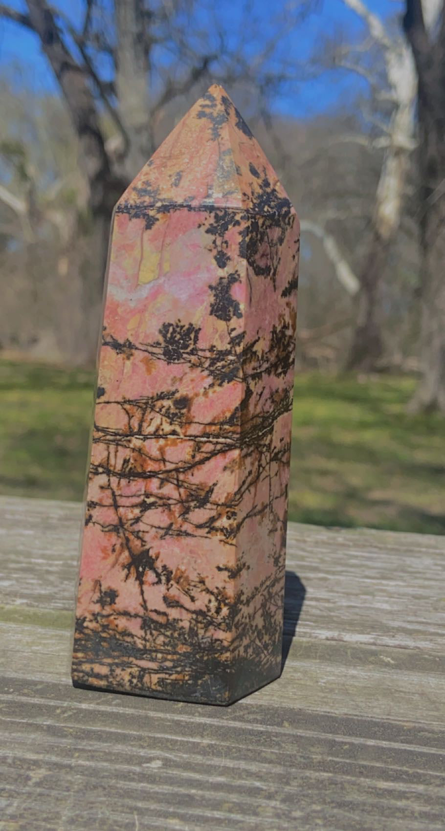 Large Rhodonite tower