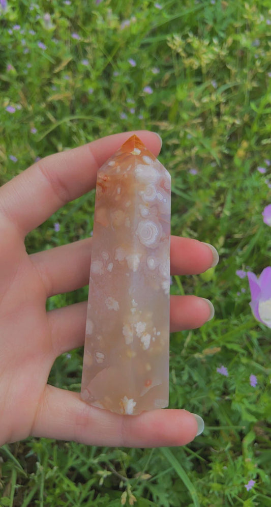 Carnelian and Flower agate towers