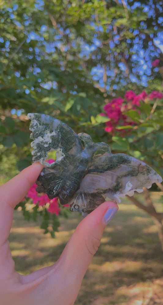 Moss Agate Butterflies