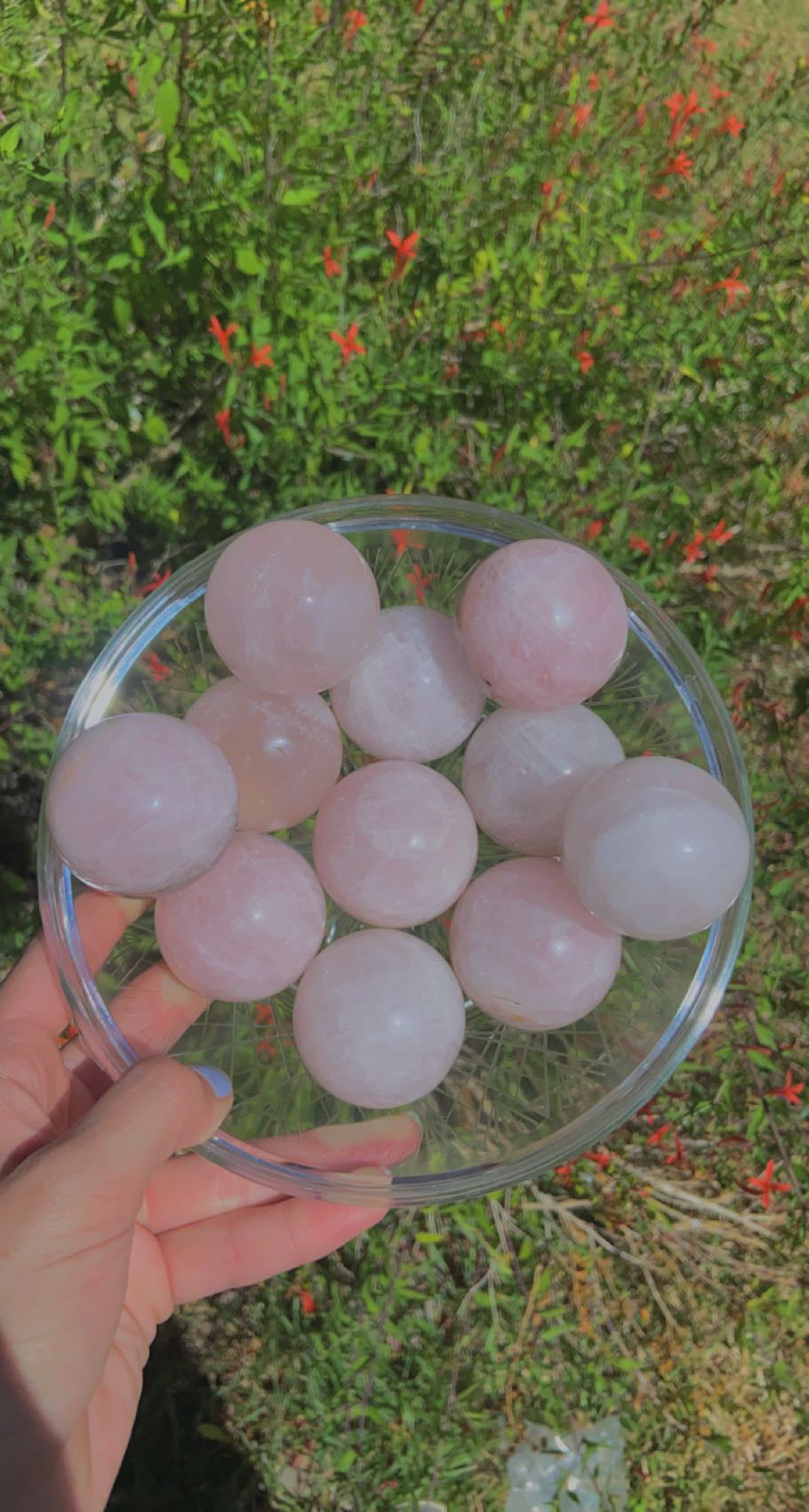 Half Rose Q, Half Flower Agate Sphere